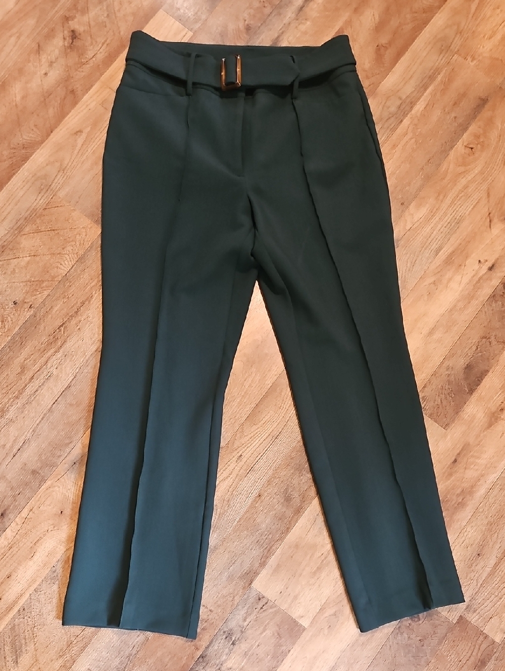 👖Ann Taylor Forest Green High-Waist Belted Trousers